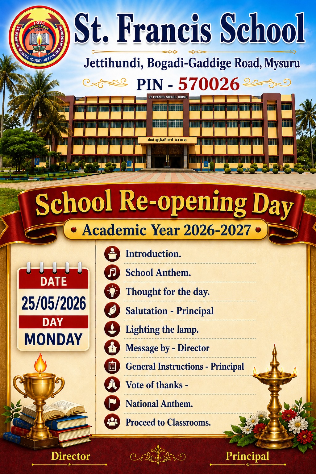 School Re-Opening Day Academic Year 2026-2027